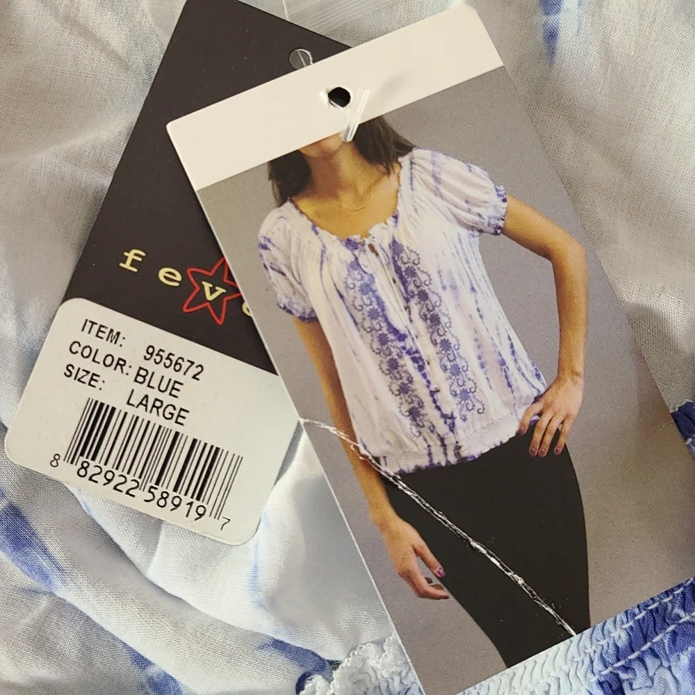 NWT fever beautiful batik top with embroidery,  L - Picture 12 of 16